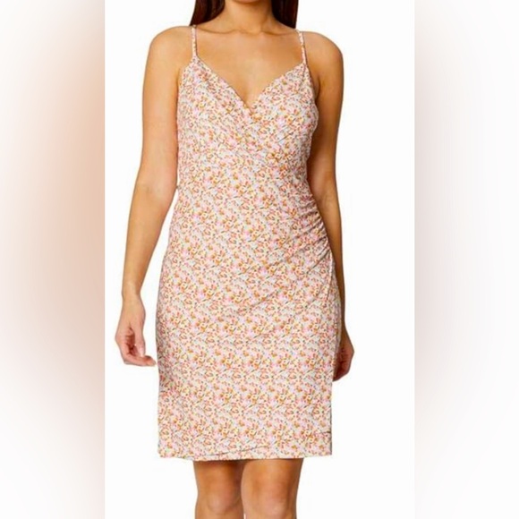 NWT 🌸 BCBGeneration 🌺 Floral Print Sleeveless Faux Wrap Mini Dress - size 4 - Picture 1 of 8